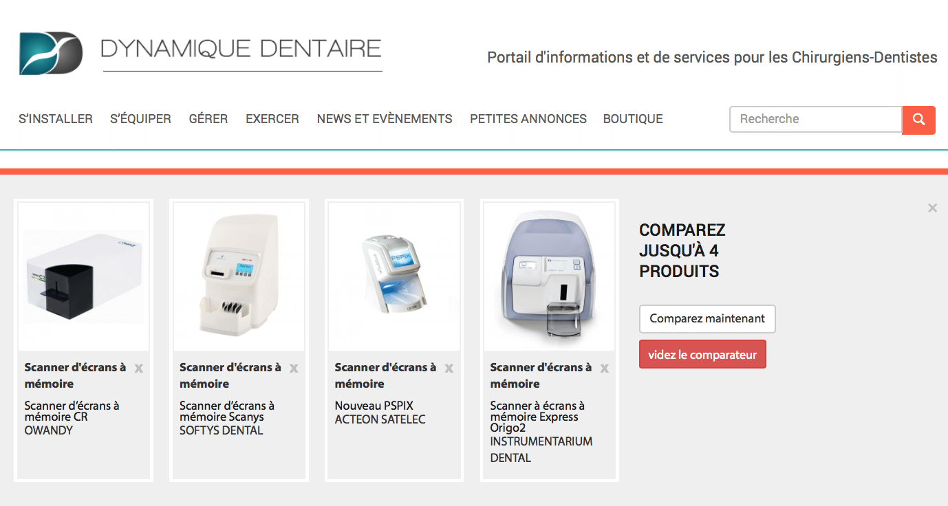 Comparateur materiel dentaire