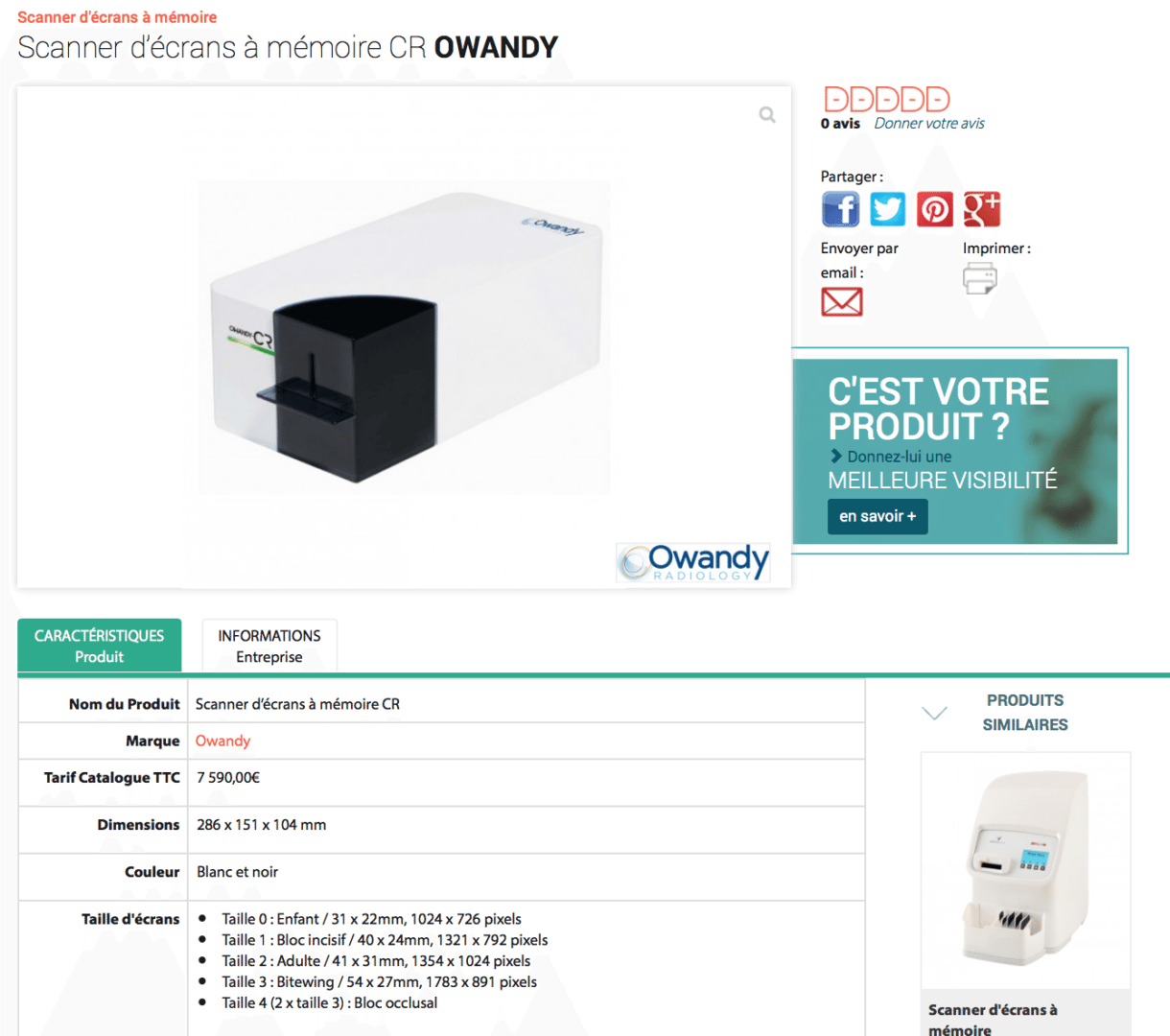 Scanner d'écrans à mémoire CR Owandy